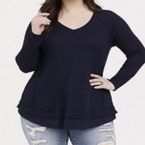 TORRID size 2 plus size women Waffle knit thermal navy blue tunic shirt
